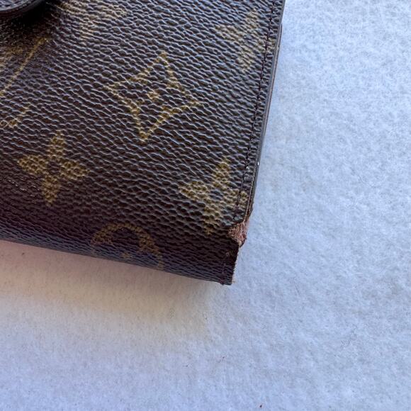 Louis Vuitton Monogram Wallet Brown Bifold Snap Closure Vintage LV 5.5”x4” - Picture 11 of 11